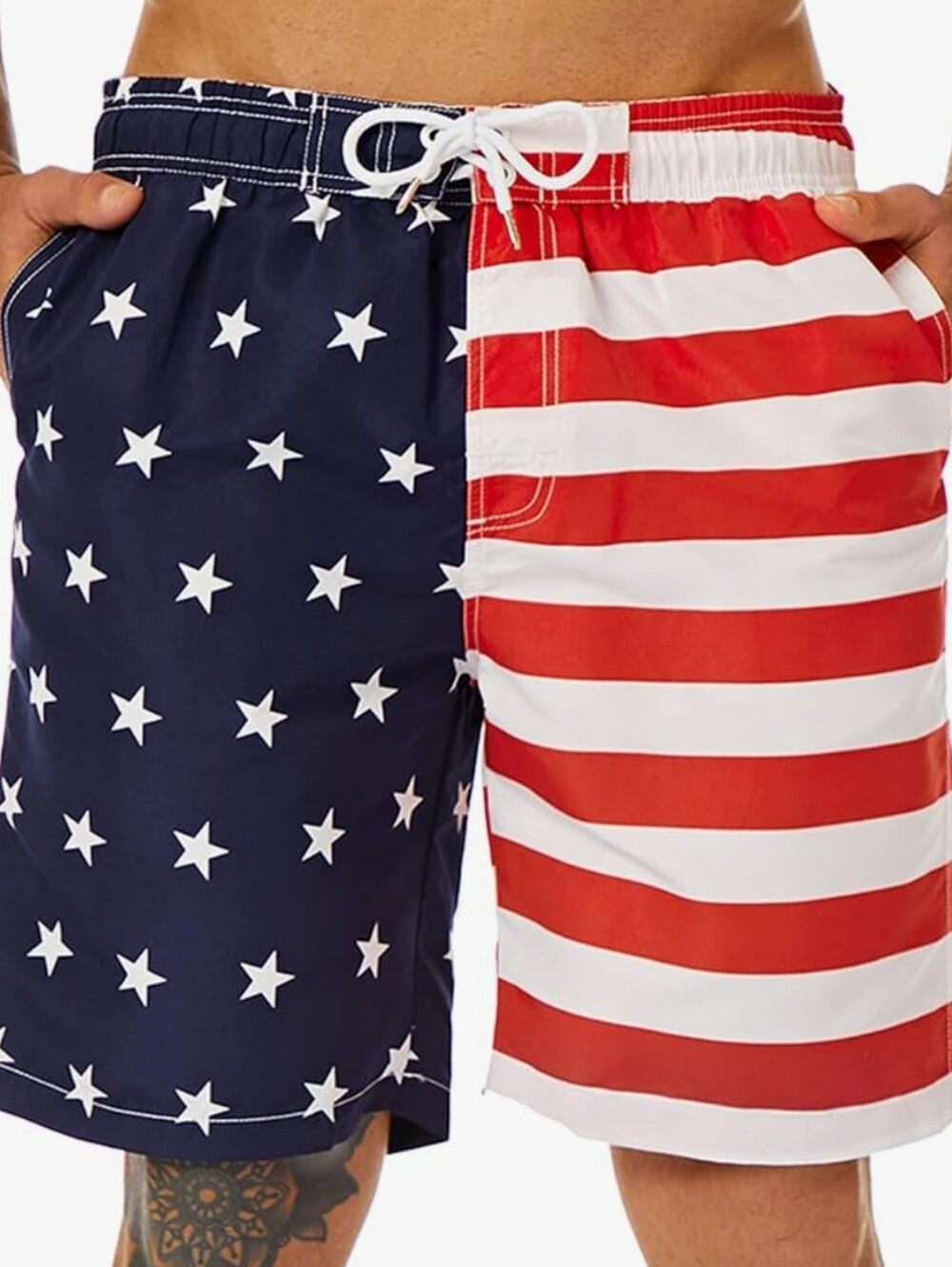 Men's American Flag Swim Board Shorts - Red, White & Blue Large